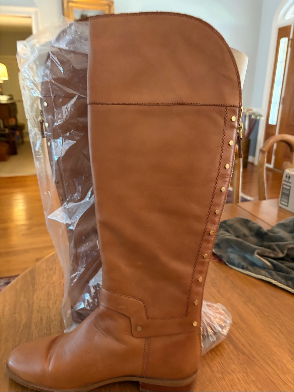 Franco Sarto Tall Studded Riding Boots in Brown